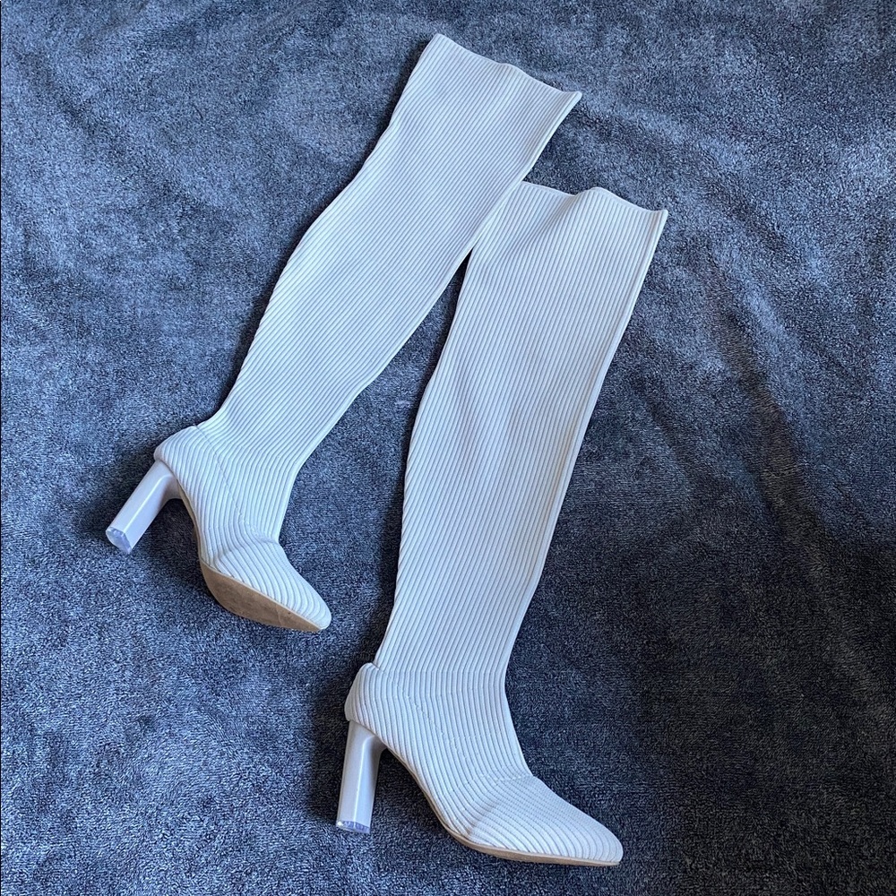 SHEIN White Over the Knee Boots - Picture 2 of 4